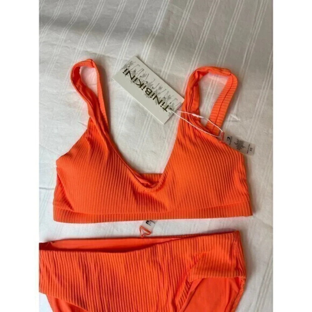 Tinibikini‎ Strappy Back Orange 2 Piece Bikini Size XS RefN11